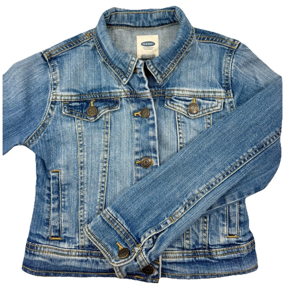 Old Navy Girls‎ Denim Jean Jacket Medium Wash Classic Trucker Style Size M (8)